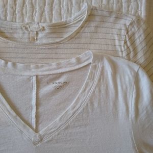 2 Eileen Fisher Organic Cotton Tops Tees l/s L